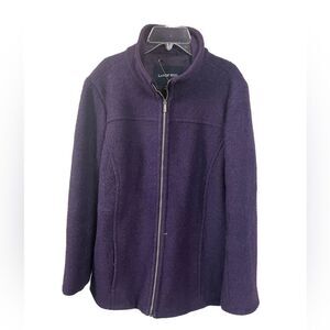 Lands End Women's Wool Blend Purple Boucle Full Zip Jacket- Size 16‎